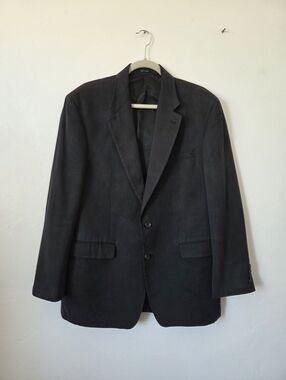 Chaps Faux Suede Black Blazer Sport Jacket Men's 42 L Single Breasted Retro